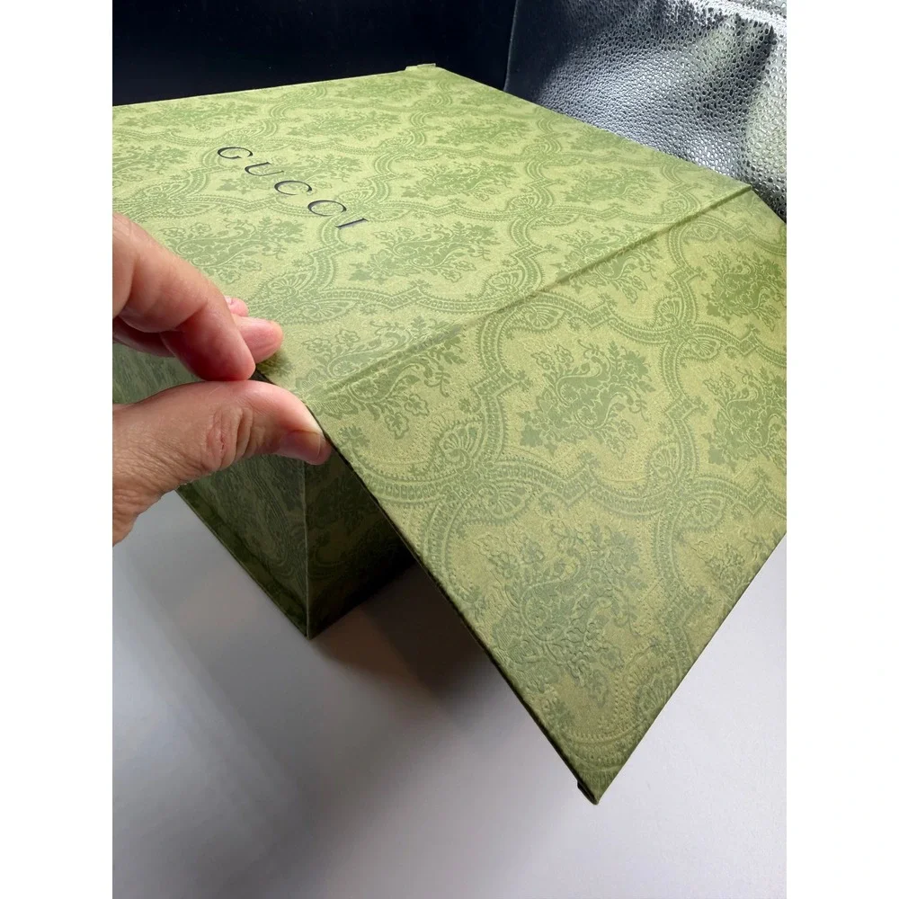 Gucci Green Damask Pattern Storage Box with Dust Bag and Tissue Paper